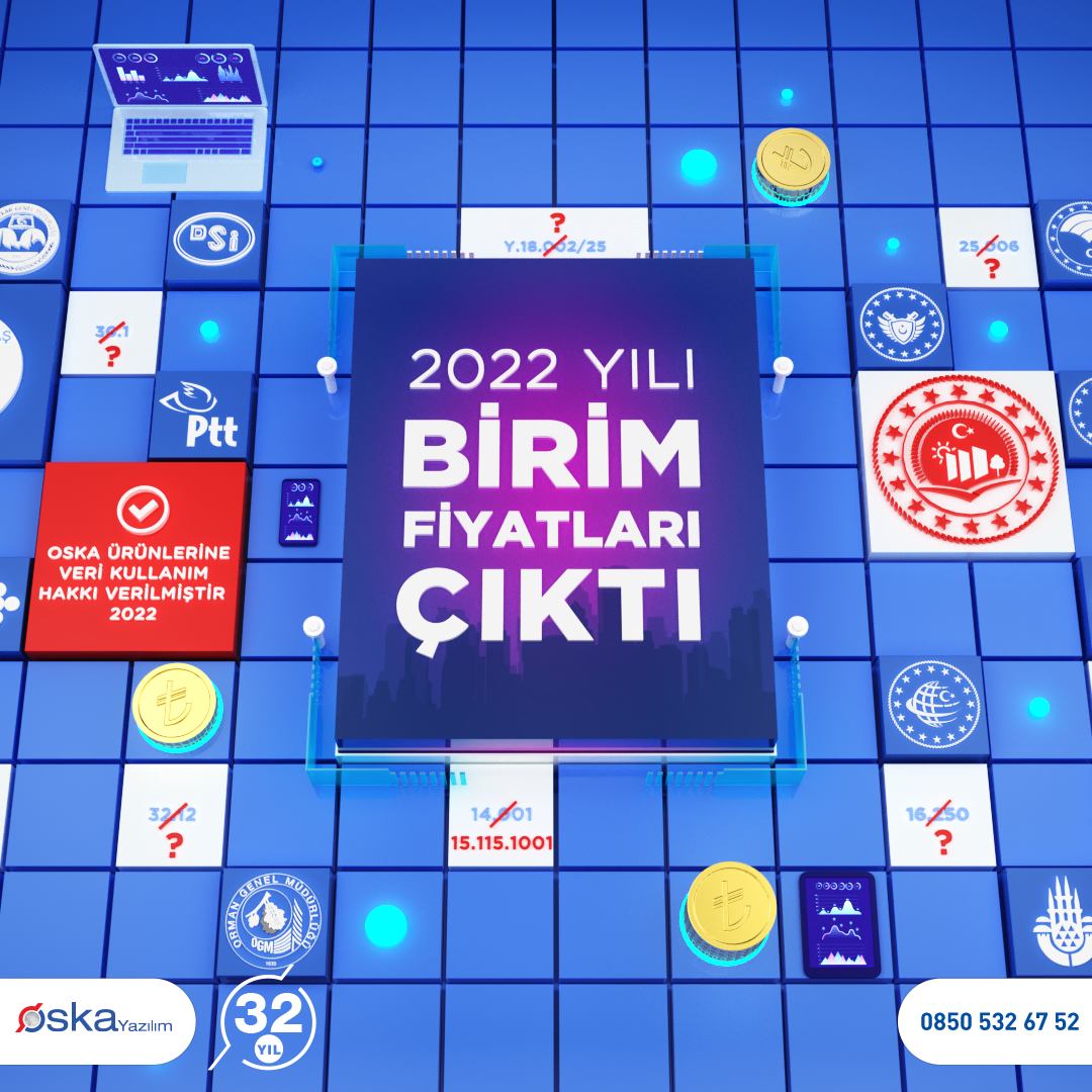 Birim Fiyatları Yayımlanan / Güncellenen Kurumlar - 2022 - Oska Yazılım